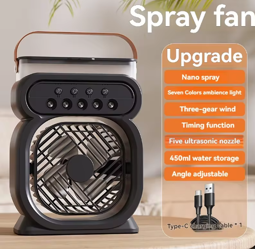 2025 3 In 1 Summer Fan Air Conditioner Mini Air Cooler LED Night Light Portable Humidifier Air Adjustment Fan