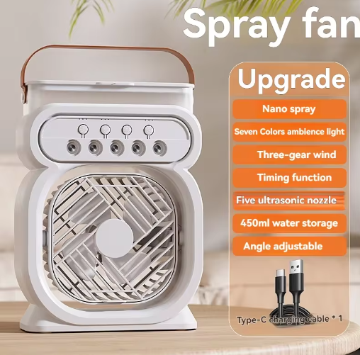2025 3 In 1 Summer Fan Air Conditioner Mini Air Cooler LED Night Light Portable Humidifier Air Adjustment Fan