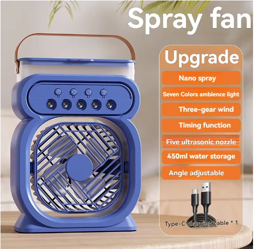 2025 3 In 1 Summer Fan Air Conditioner Mini Air Cooler LED Night Light Portable Humidifier Air Adjustment Fan