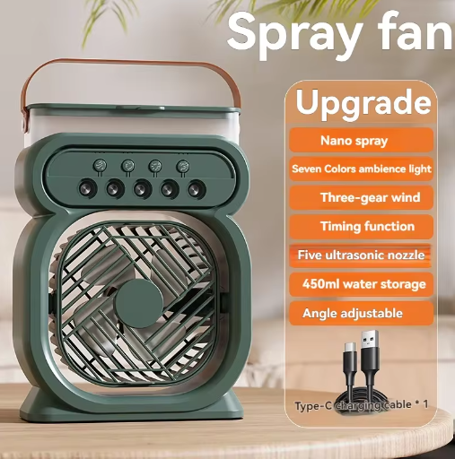 2025 3 In 1 Summer Fan Air Conditioner Mini Air Cooler LED Night Light Portable Humidifier Air Adjustment Fan